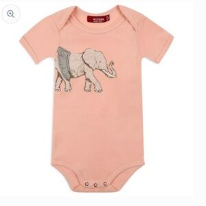 Milkbarn Applique Onesie Short Sleeve Onesie Tutu Elephant